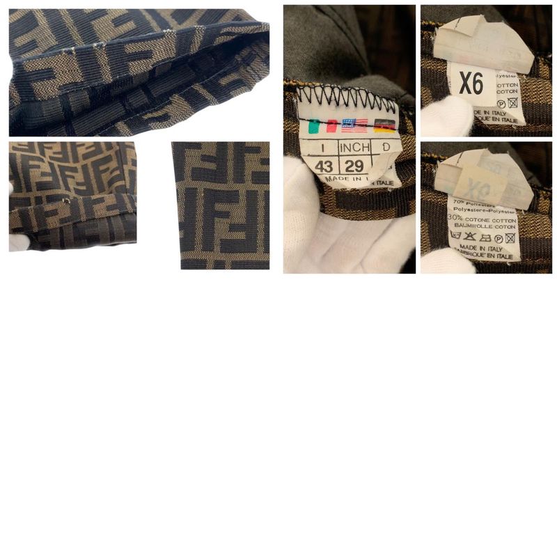 Fendi Zucca 29 Inch Brown Polyester Cotton Pants