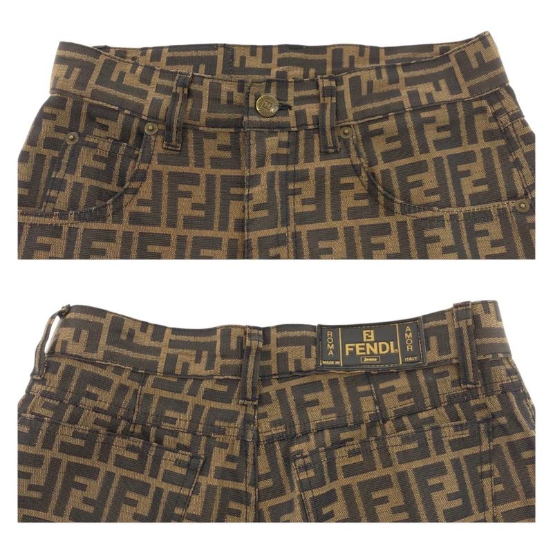 Fendi Zucca 29 Inch Brown Polyester Cotton Pants