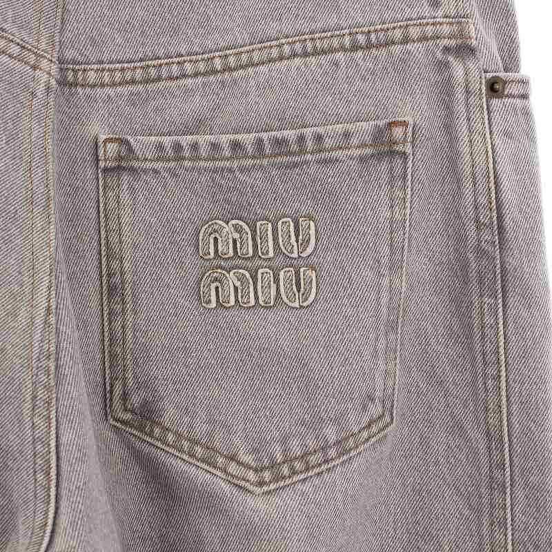 Miu Miu Miu Denim Pants Jeans Cutoff Straight Gray