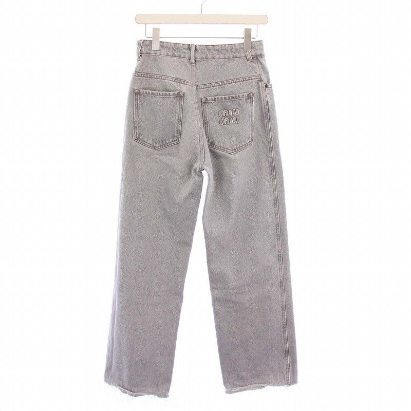 Miu Miu Miu Denim Pants Jeans Cutoff Straight Gray