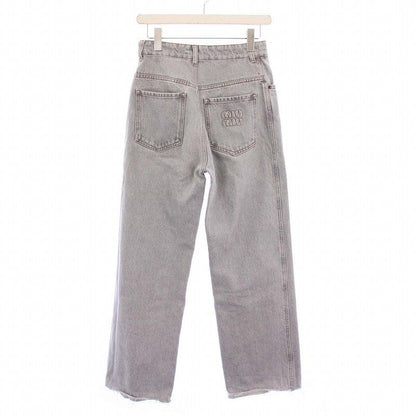 Miu Miu Miu Denim Pants Jeans Cutoff Straight Gray