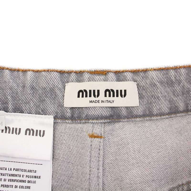Miu Miu Miu Denim Pants Jeans Cutoff Straight Gray