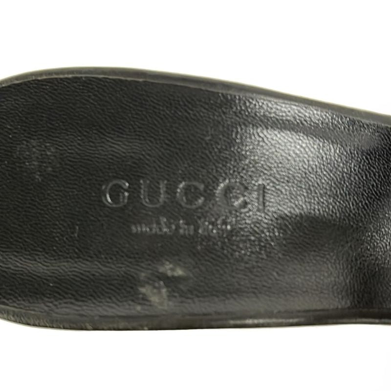 Gucci Sandals 34.5 C Black Light Gray Interlocking Studs Leather