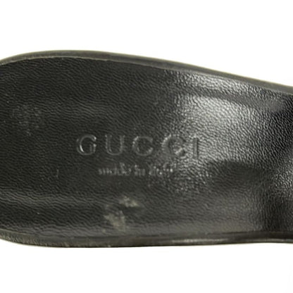Gucci Sandals 34.5 C Black Light Gray Interlocking Studs Leather