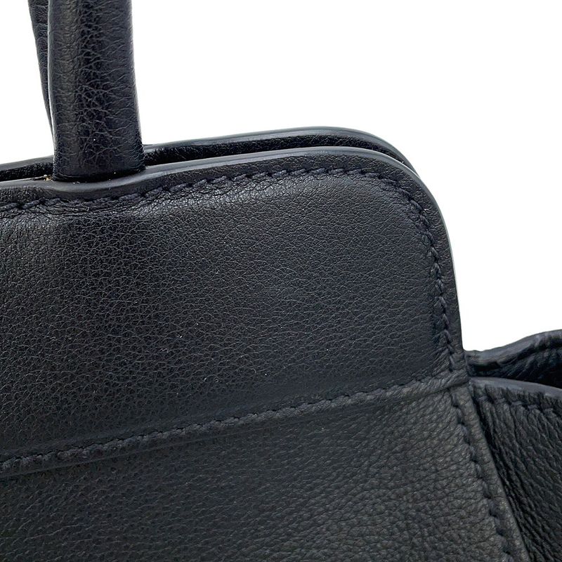 Prada Handbag Logo Soft Grain Leather Black