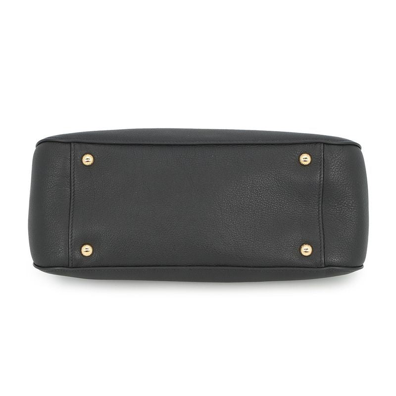 Prada Handbag Logo Soft Grain Leather Black