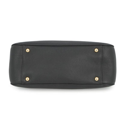 Prada Handbag Logo Soft Grain Leather Black