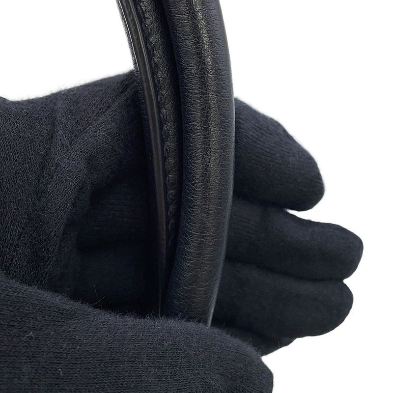 Prada Handbag Logo Soft Grain Leather Black