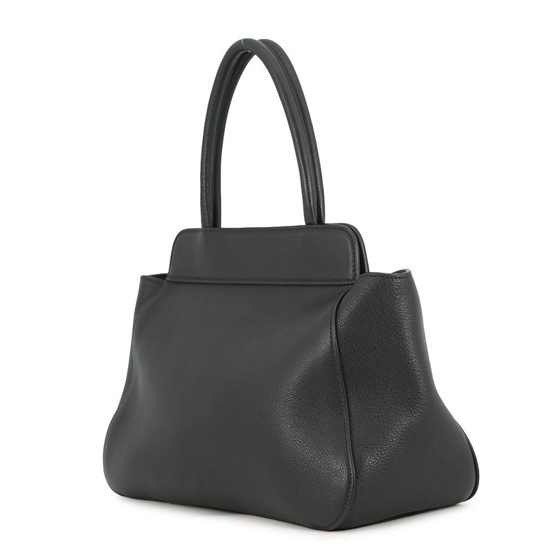 Prada Handbag Logo Soft Grain Leather Black