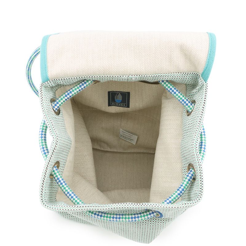 Hermes Backpack les Cabanes Embroidery Tricolor