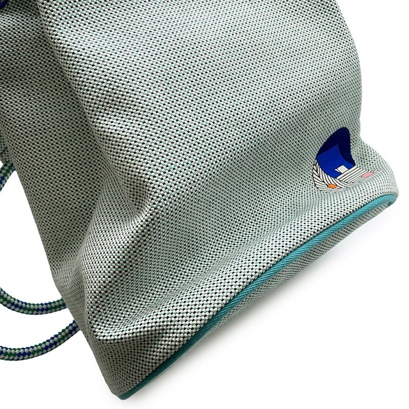 Hermes Backpack les Cabanes Embroidery Tricolor