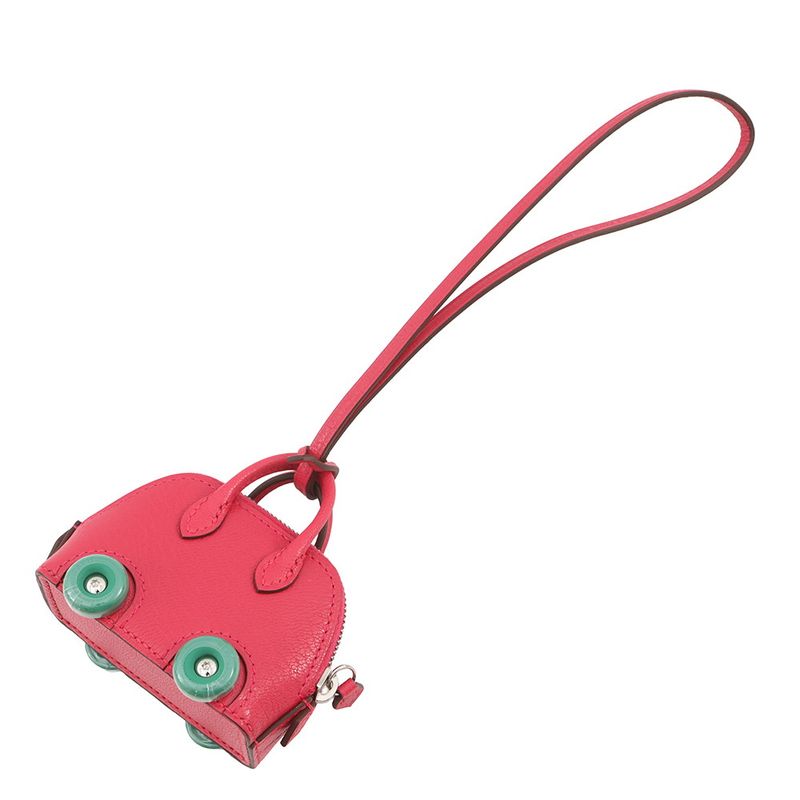 Hermes Bag Charm Bolide on Wheels Rose Vertigo Silver Chevre Misor Heel