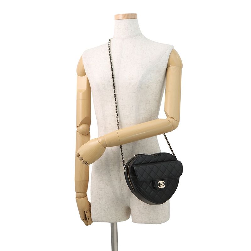 Chanel Chain Shoulder Bag Quilted Heart