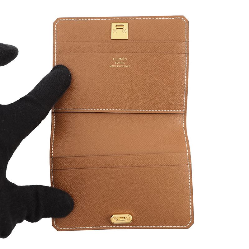 Hermes Card Case Medallion Gold Vo Madame