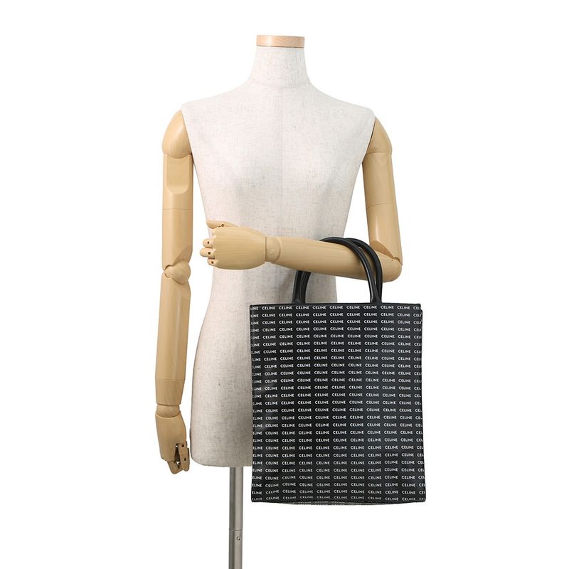 Celine Tote Small Vertical Cabas Logo All Over Pattern 2-Way Black