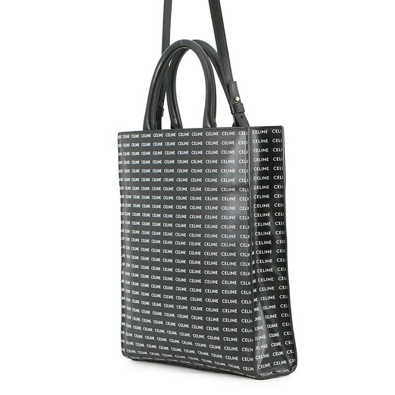 Celine Tote Small Vertical Cabas Logo All Over Pattern 2-Way Black