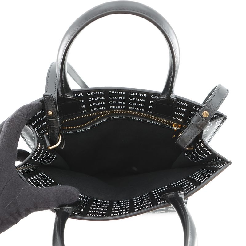 Celine Tote Small Vertical Cabas Logo All Over Pattern 2-Way Black