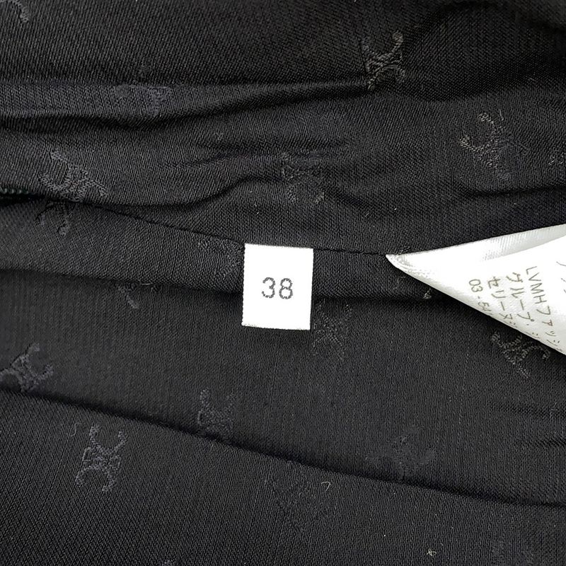 Celine Skirt Box Pleats Tweed 38 Black