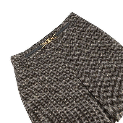 Celine Skirt Box Pleats Tweed 38 Black