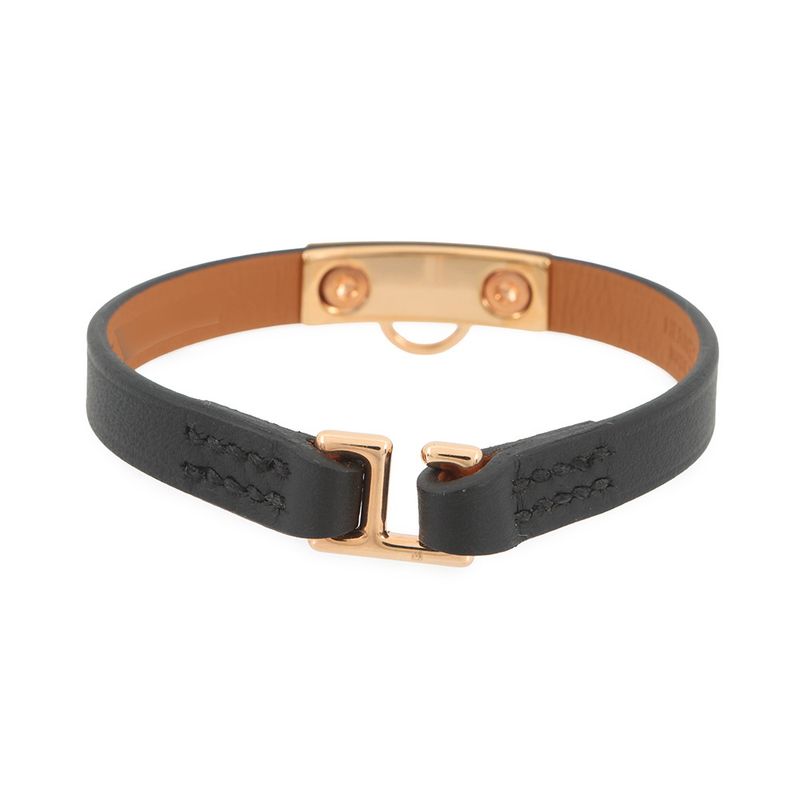 Hermes Bracelet Mini Rival Black Pink Gold Swift T3