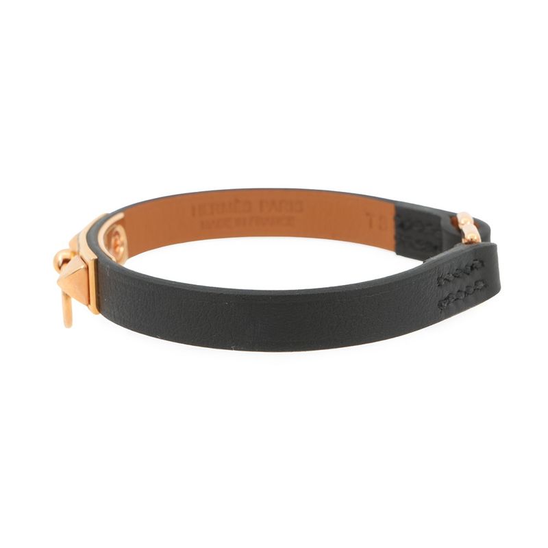 Hermes Bracelet Mini Rival Black Pink Gold Swift T3