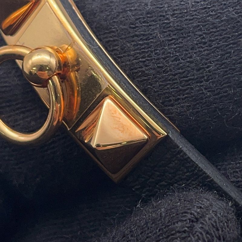 Hermes Bracelet Mini Rival Black Pink Gold Swift T3