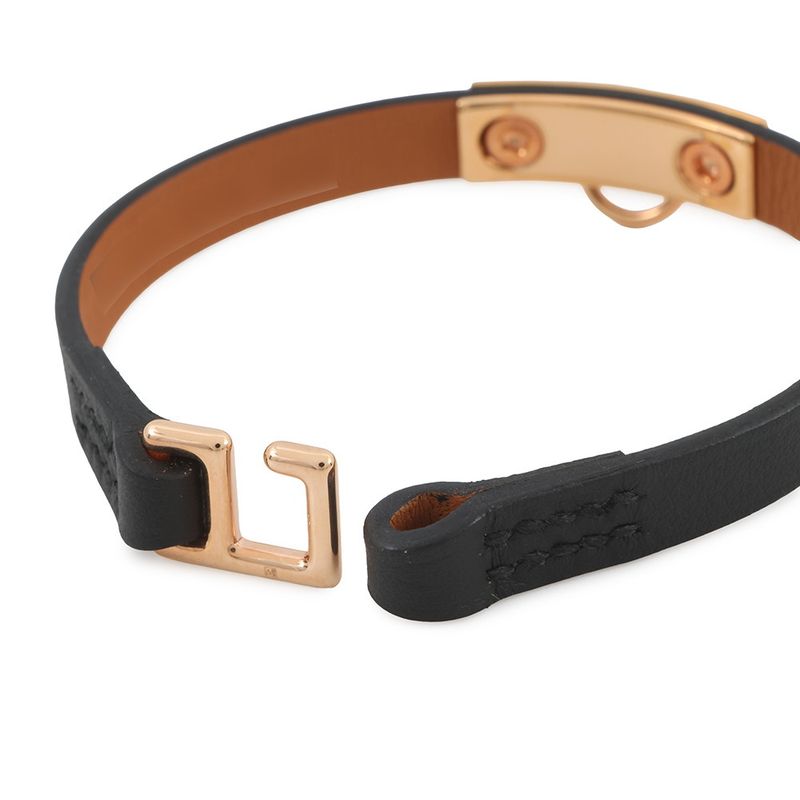 Hermes Bracelet Mini Rival Black Pink Gold Swift T3