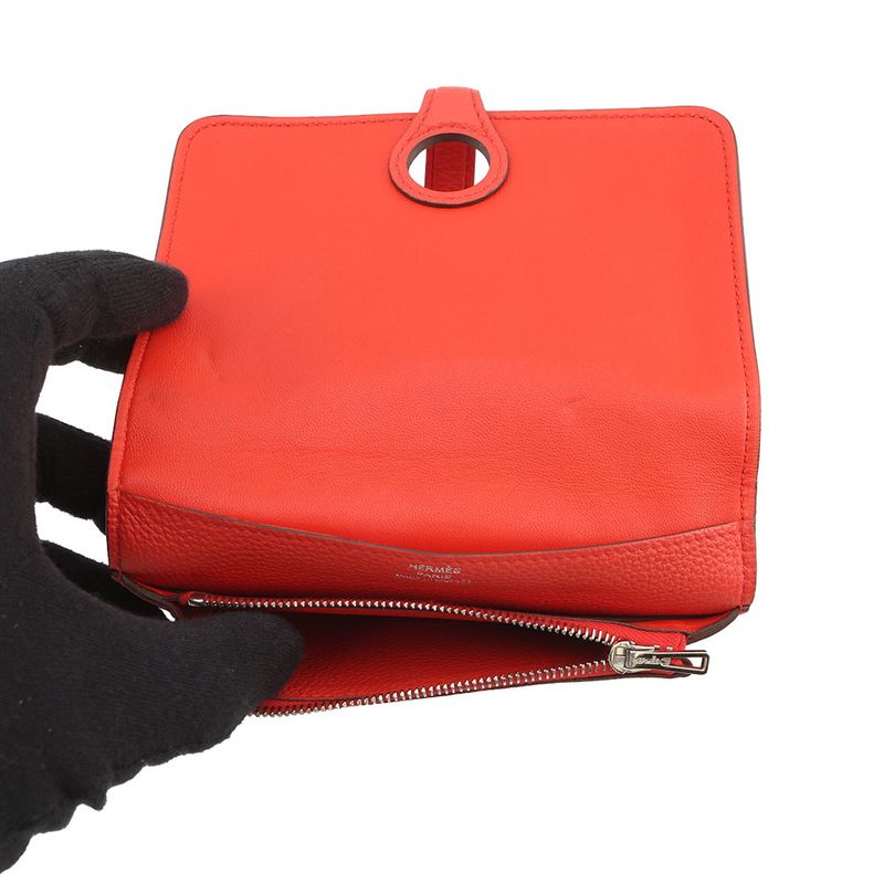 Hermes Bifold Wallet Dogon Compact Capucines Silver Togo