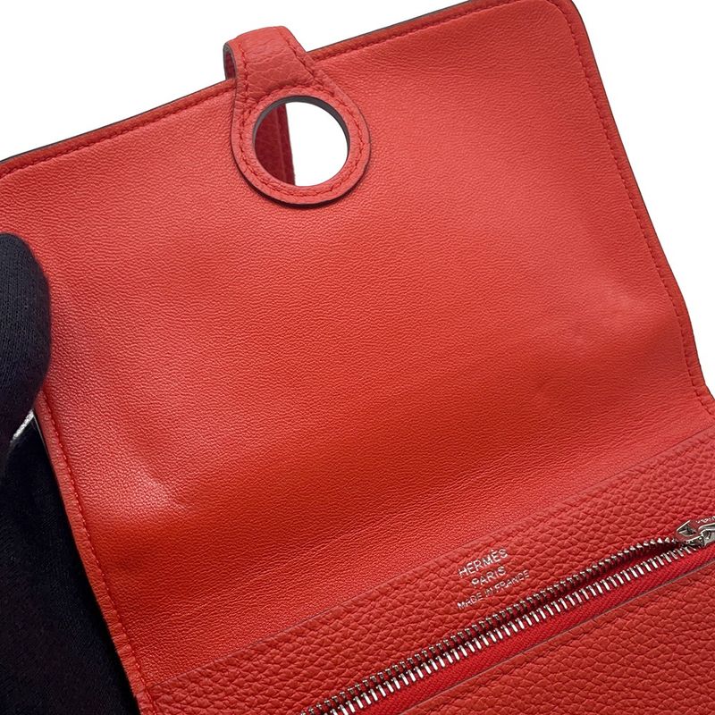 Hermes Bifold Wallet Dogon Compact Capucines Silver Togo