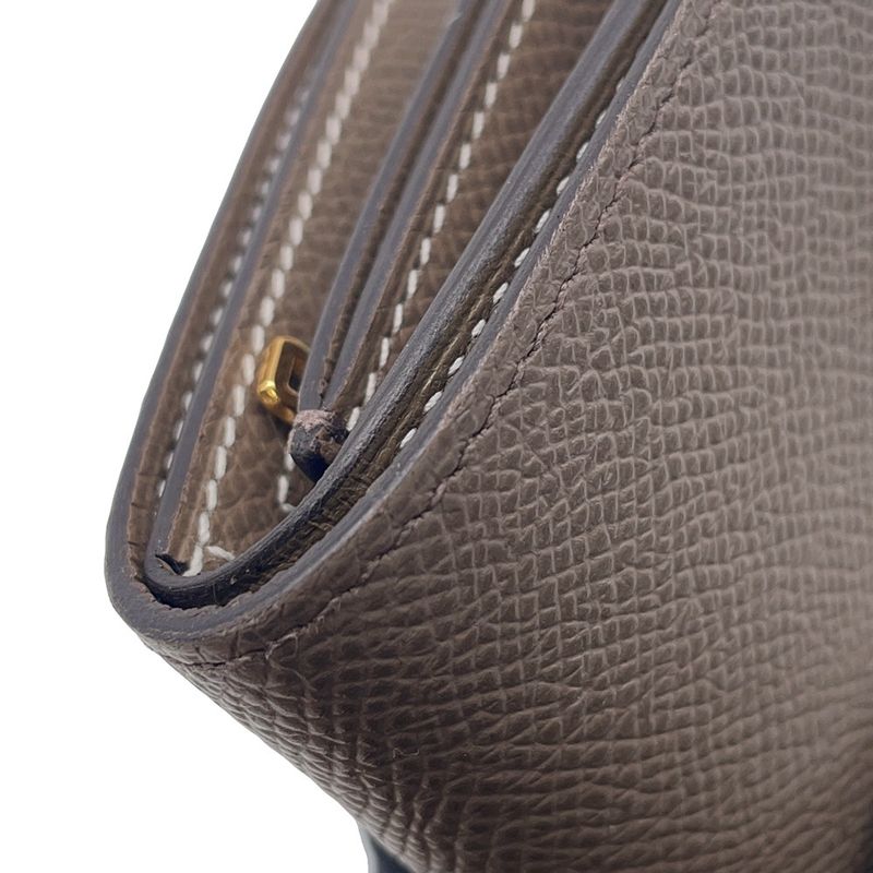 Hermes Trifold Wallet Bearn Combination Verso Etain Etoupe Gold Epsom