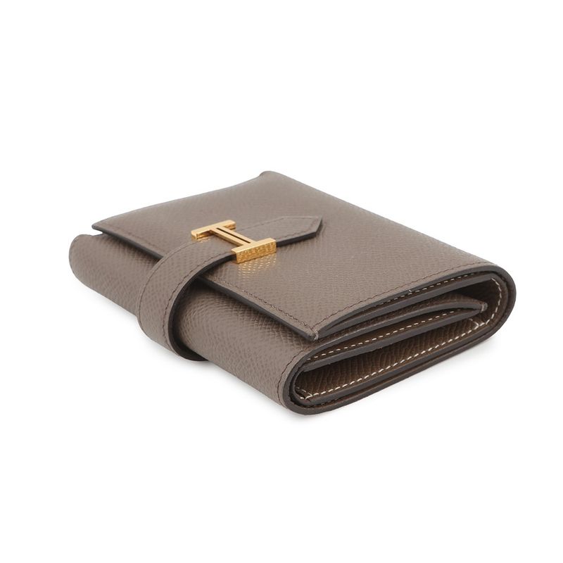 Hermes Trifold Wallet Bearn Combination Verso Etain Etoupe Gold Epsom