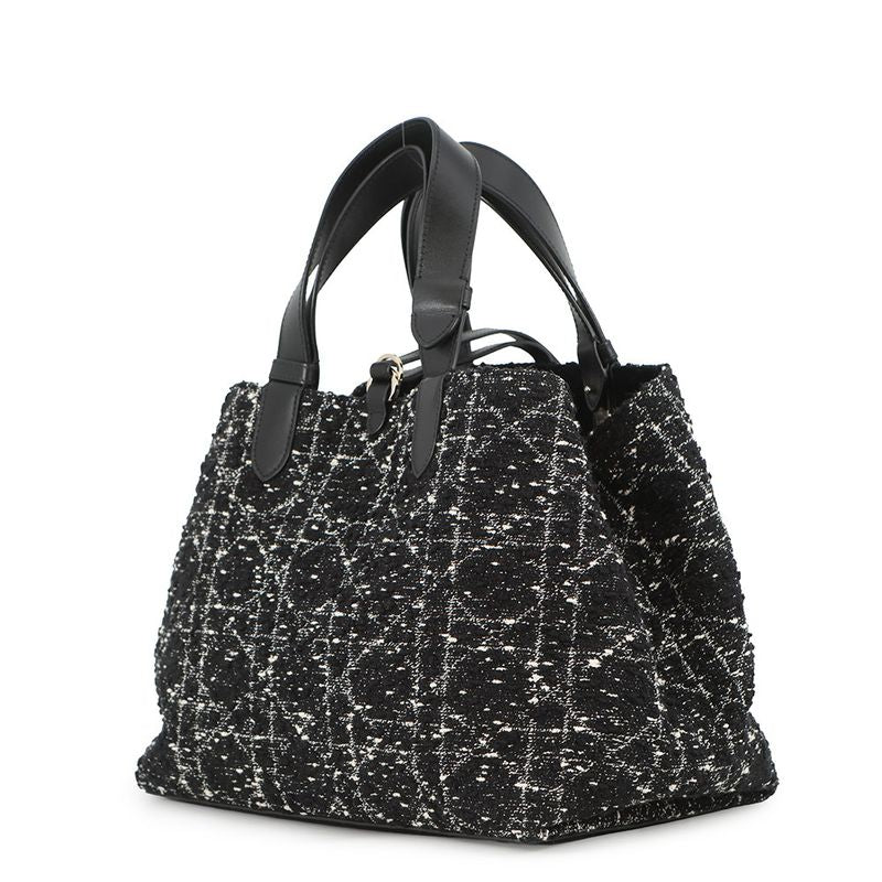 Dior Handbag Cannage Toujour Tweed Black