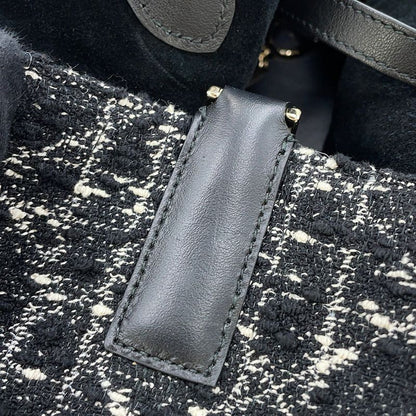 Dior Handbag Cannage Toujour Tweed Black