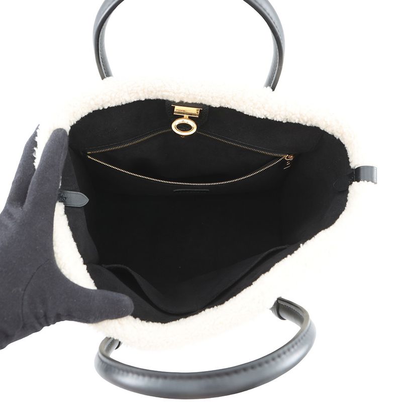 Louis Vuitton Handbag Shearling Calf Leather on My Side MM 2-Way Black