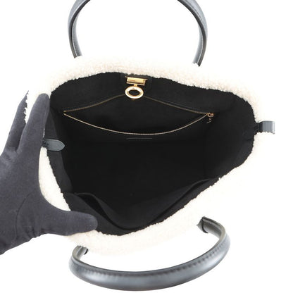 Louis Vuitton Handbag Shearling Calf Leather on My Side MM 2-Way Black