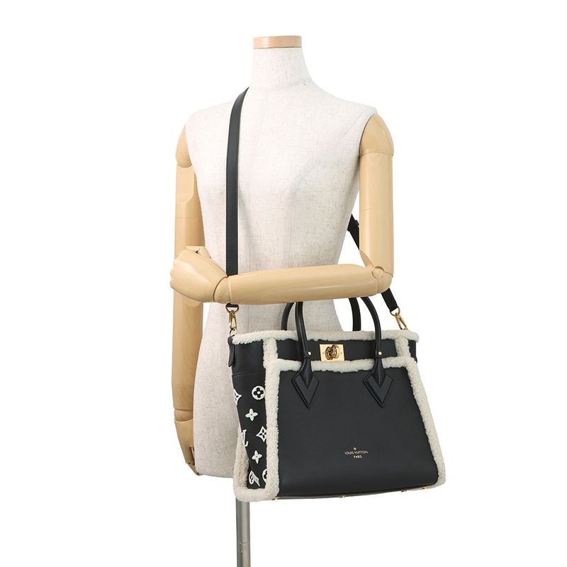 Louis Vuitton Handbag Shearling Calf Leather on My Side MM 2-Way Black