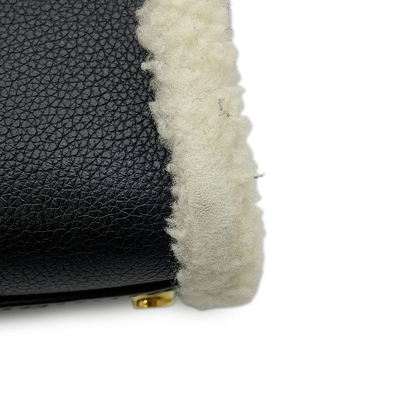 Louis Vuitton Handbag Shearling Calf Leather on My Side MM 2-Way Black