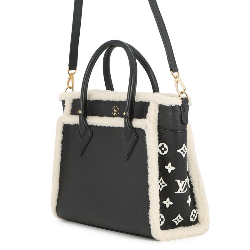 Louis Vuitton Handbag Shearling Calf Leather on My Side MM 2-Way Black
