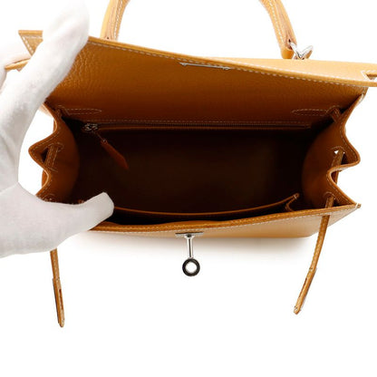 Hermes Handbag Kelly 25 Outer Sewing Natural Sable Silver Grain 2-Way