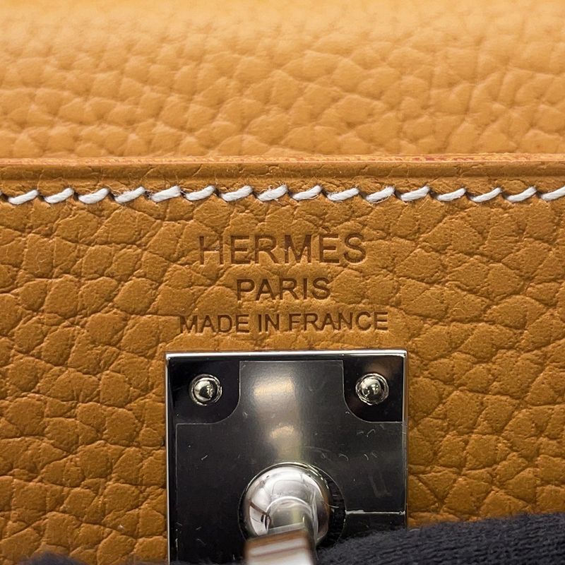 Hermes Handbag Kelly 25 Outer Sewing Natural Sable Silver Grain 2-Way