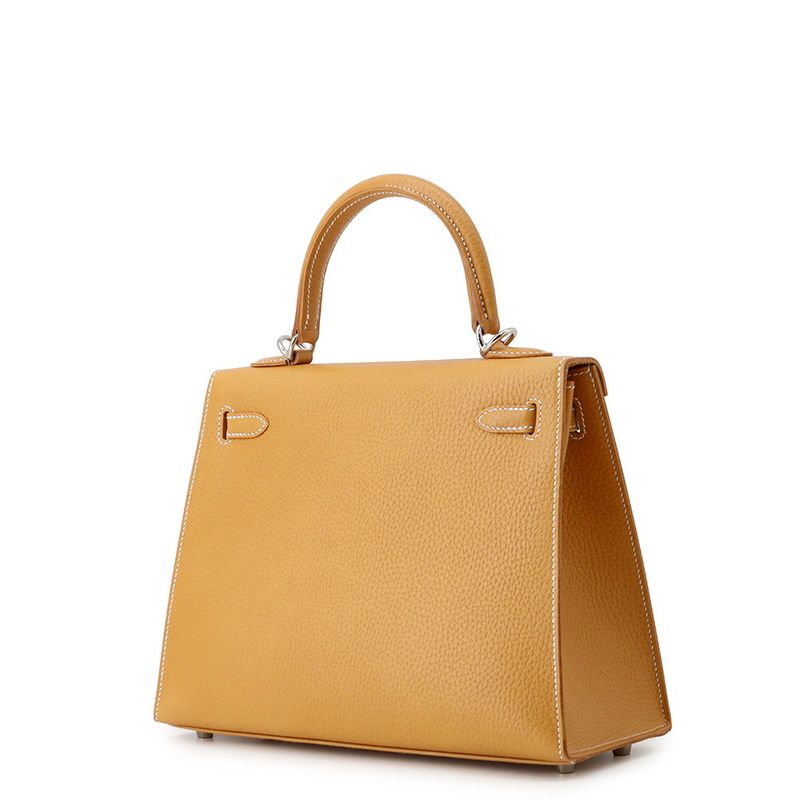 Hermes Handbag Kelly 25 Outer Sewing Natural Sable Silver Grain 2-Way