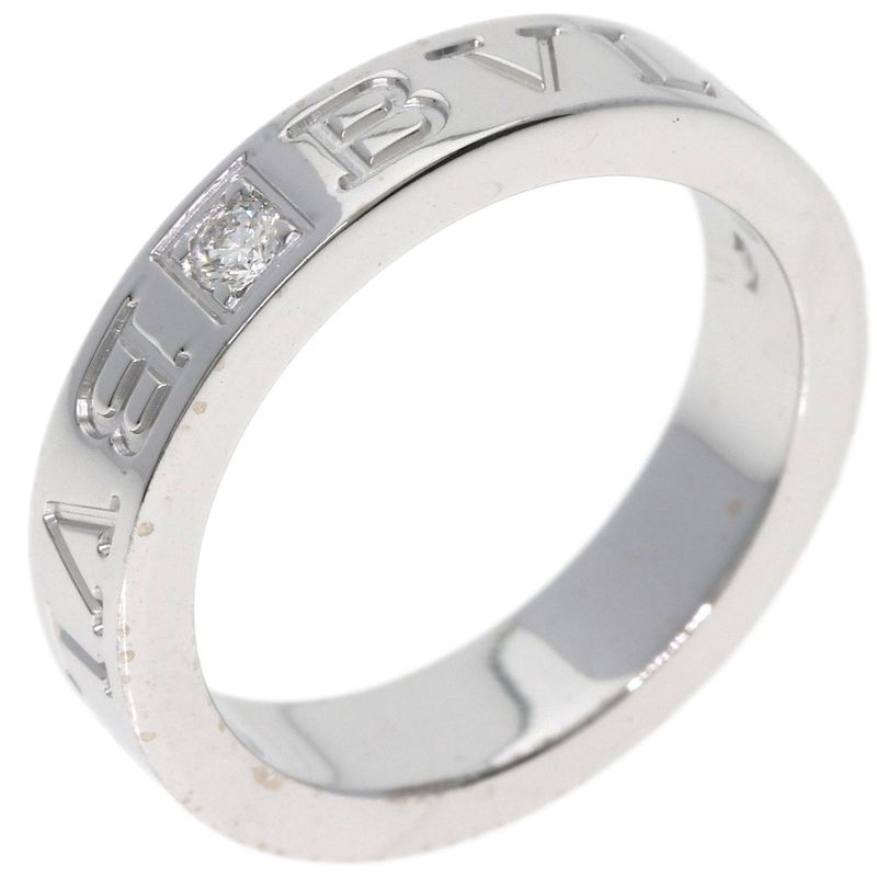 Bvlgari Double Logo Diamond Ring 18k White Gold
