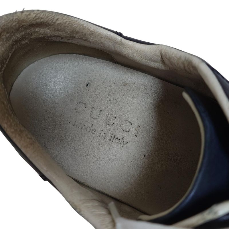 Gucci Sneakers 42 Dark Navy Beige GG Pattern Leather