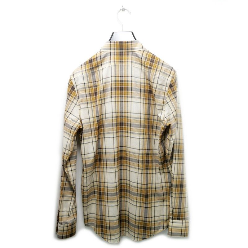 Celine Loose Shirt Lightweight Checked Cotton Sable Beige Brown 37