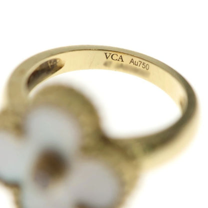 Van Cleef & Arpels Vintage Alhambra Mother of Pearl Diamond Ring 18k 47