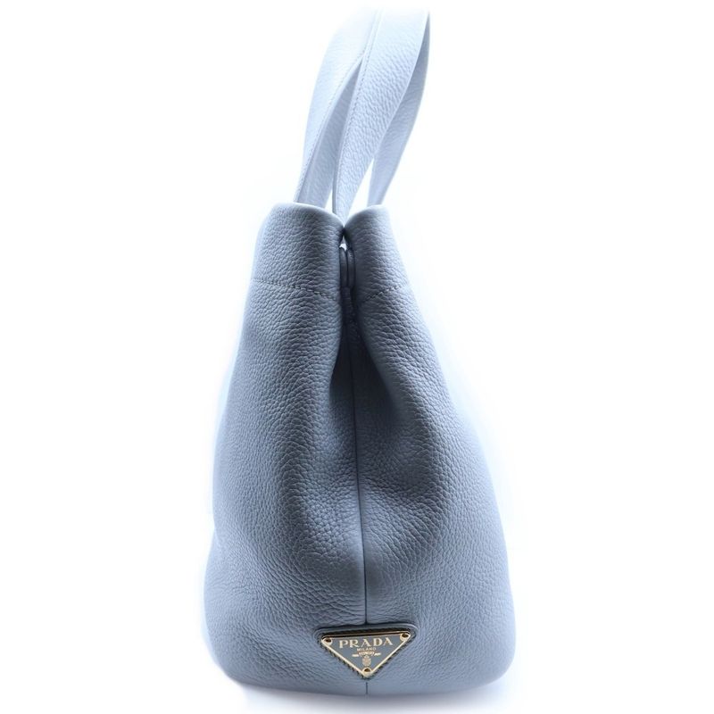 Prada Perforated Logo Leather Tote Gray