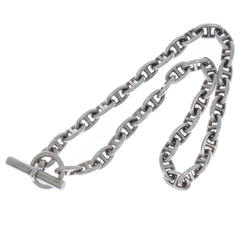 Hermes Vintage Chaine D'ancre MM Silver Necklace Cursive