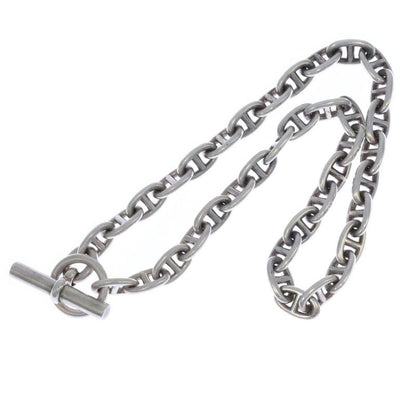 Hermes Vintage Chaine D'ancre MM Silver Necklace Cursive
