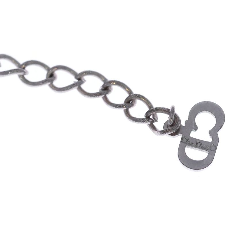 Dior CD Icon Logo Line Stone Necklace Silver