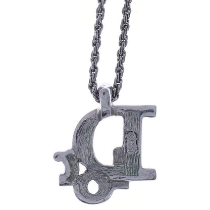 Dior CD Icon Logo Line Stone Necklace Silver